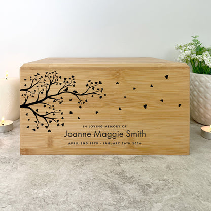 Personalised Bamboo Urn For Cremation Ashes - Branch of Love Design