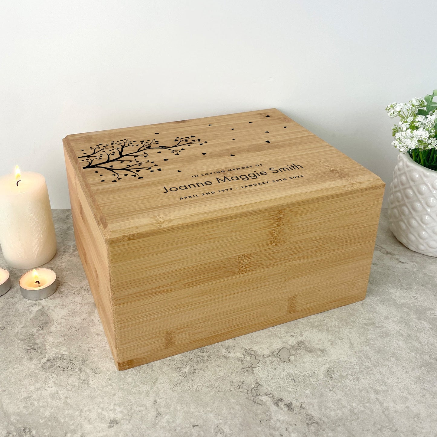 Personalised Bamboo Urn For Cremation Ashes - Branch of Love Design