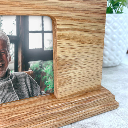 Personalised Oak Photo Urn For Cremation Ashes - Name & Icon Design