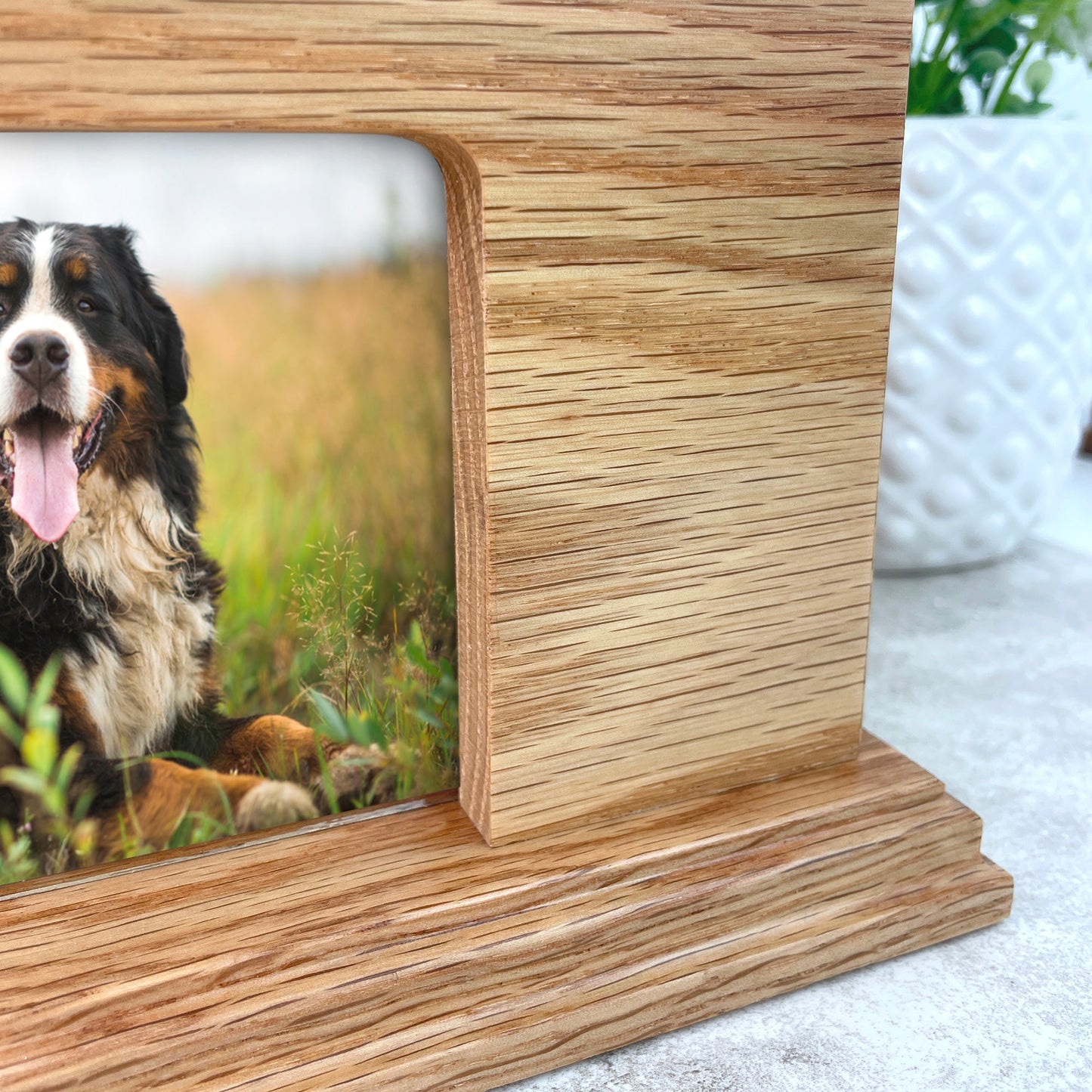Personalised Oak Pet Urn with Photo - Dog/Cat Design
