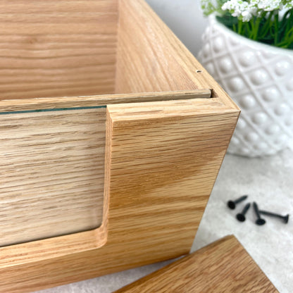 Personalised Oak Photo Urn For Cremation Ashes - Name & Icon Design