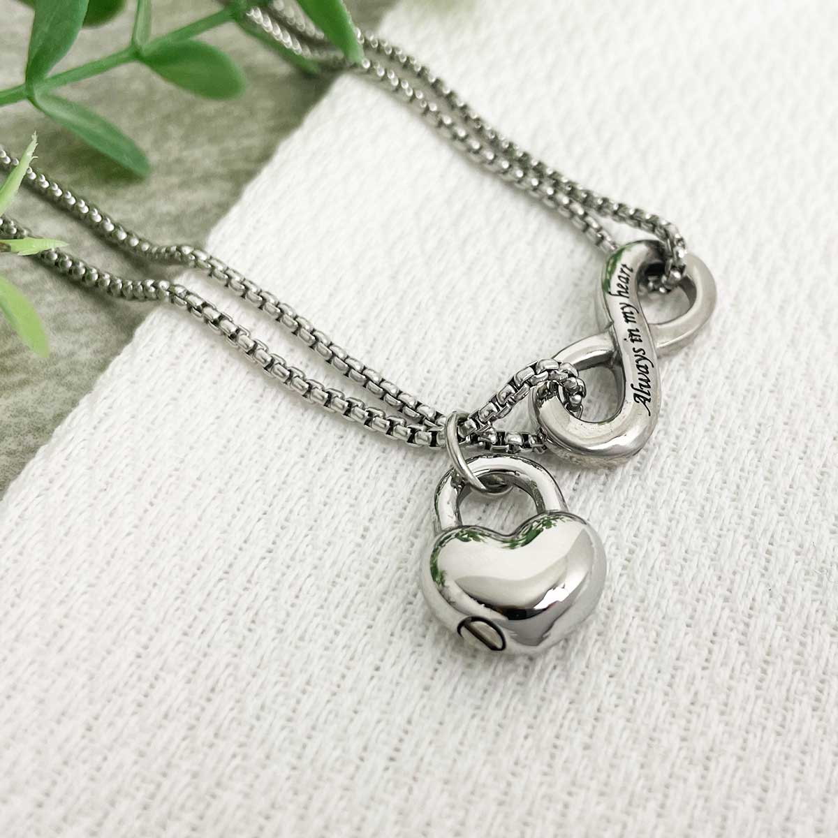 Infinity Always In My Heart Cremation Ashes Urn Necklace