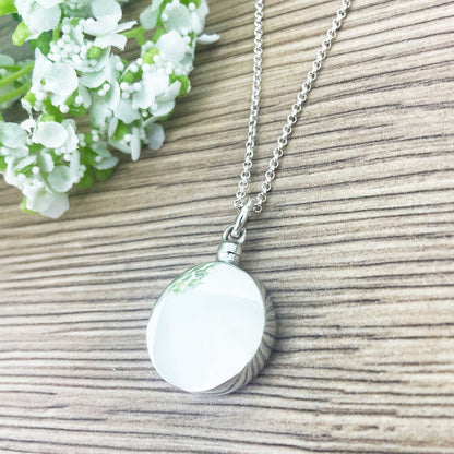 Personalised Sterling Silver Circle Engraved Pendant Cremation Ashes Memorial Urn Necklace