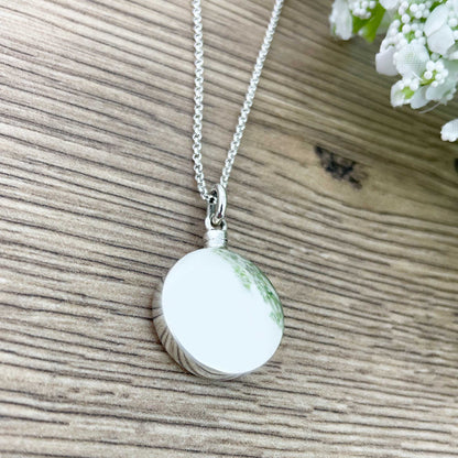 Personalised Sterling Silver Circle Engraved Pendant Cremation Ashes Memorial Urn Necklace