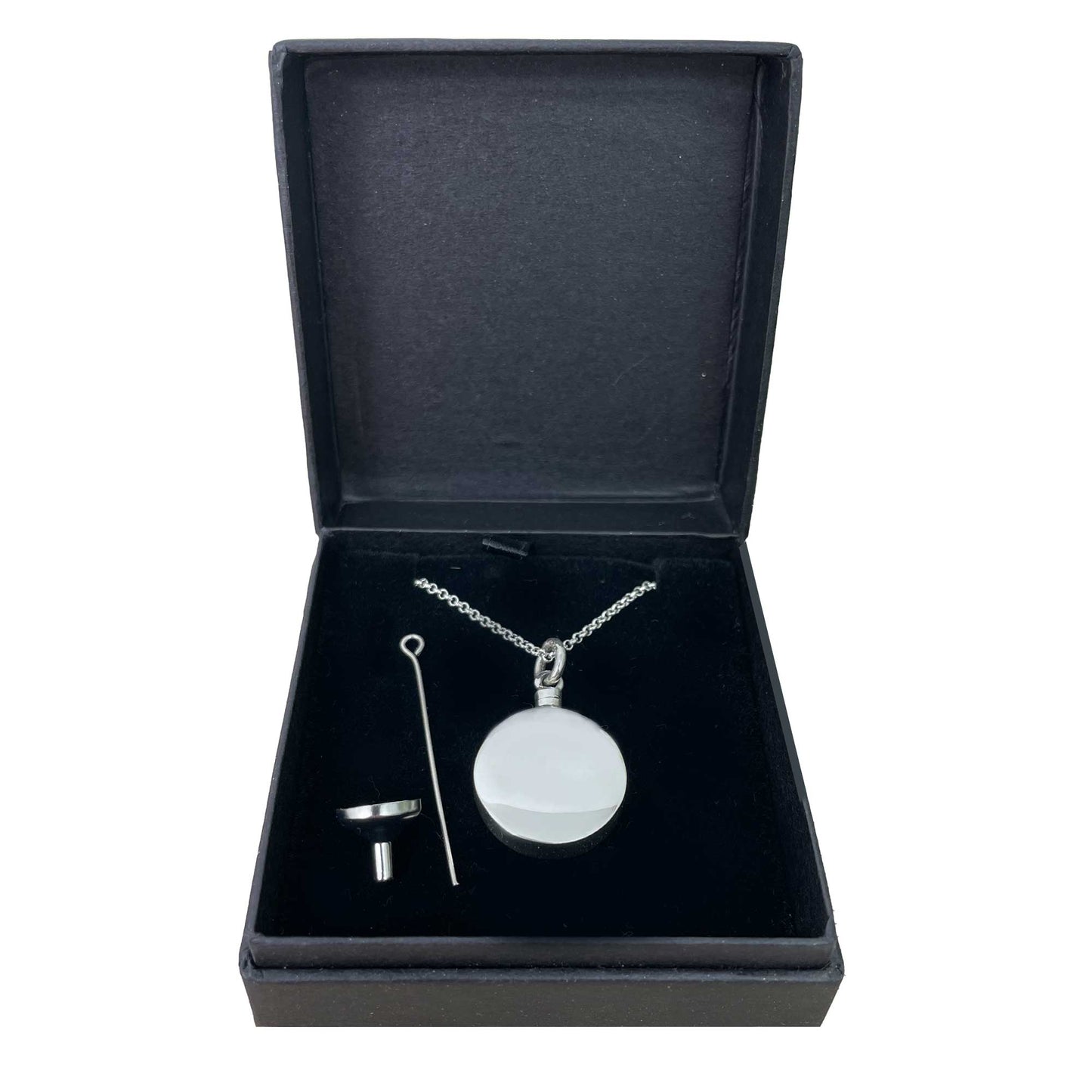 Personalised Sterling Silver Circle Engraved Pendant Cremation Ashes Memorial Urn Necklace