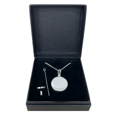 Personalised Sterling Silver Circle Engraved Pendant Cremation Ashes Memorial Urn Necklace