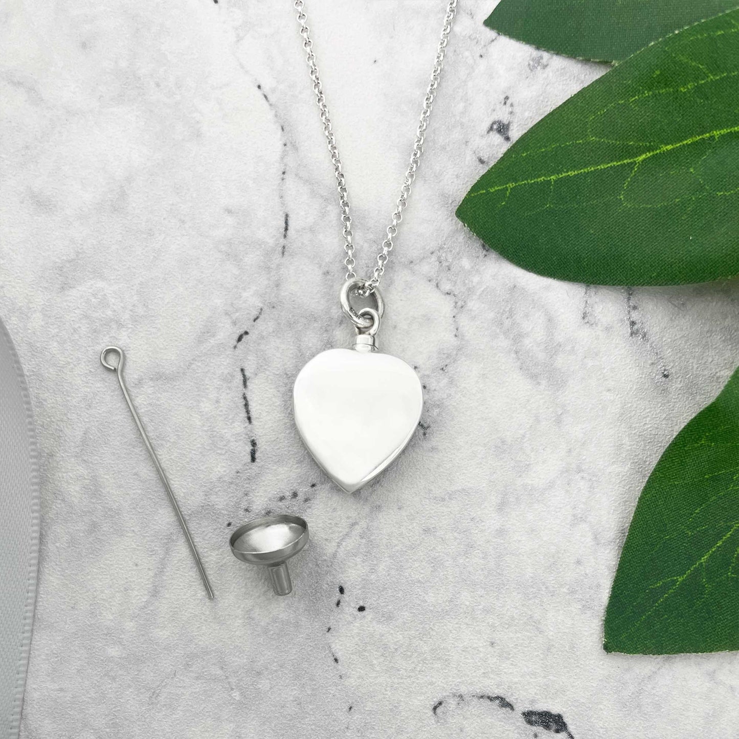 Personalised Sterling Silver Engraved Heart Cremation Ashes Memorial Urn Necklace