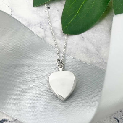 Personalised Sterling Silver Engraved Heart Cremation Ashes Memorial Urn Necklace
