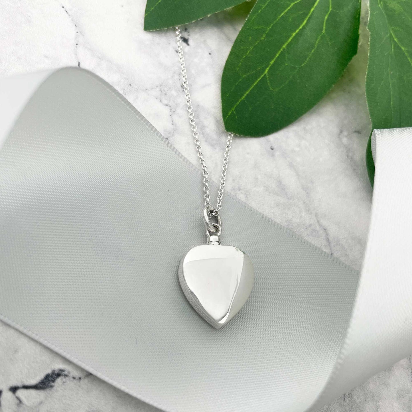 Personalised Sterling Silver Engraved Heart Cremation Ashes Memorial Urn Necklace