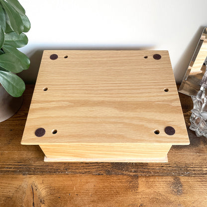 Personalised Cross Deluxe Solid Oak Adult Cremation Urn For Ashes