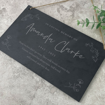 Personalised Wreath Memorial Slate Hanging Plaque 25 x 15cm