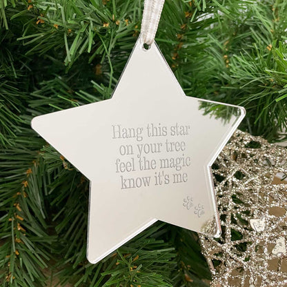 Pet Memorial Mirrored Star Christmas Decoration