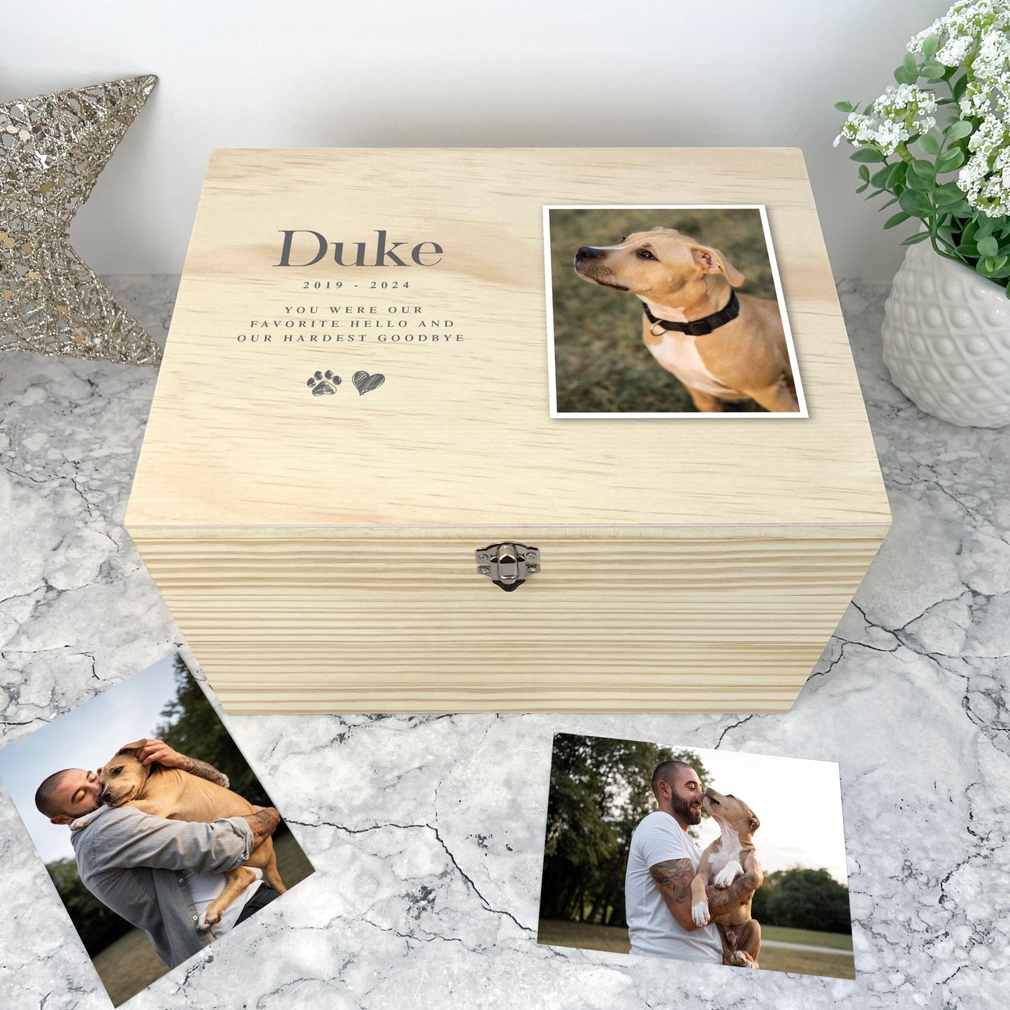 Personalised Sketch Photo Pet Memorial Keepsake Box - 5 Sizes