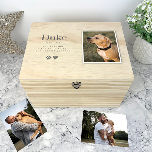 Personalised Sketch Photo Pet Memorial Keepsake Box - 5 Sizes