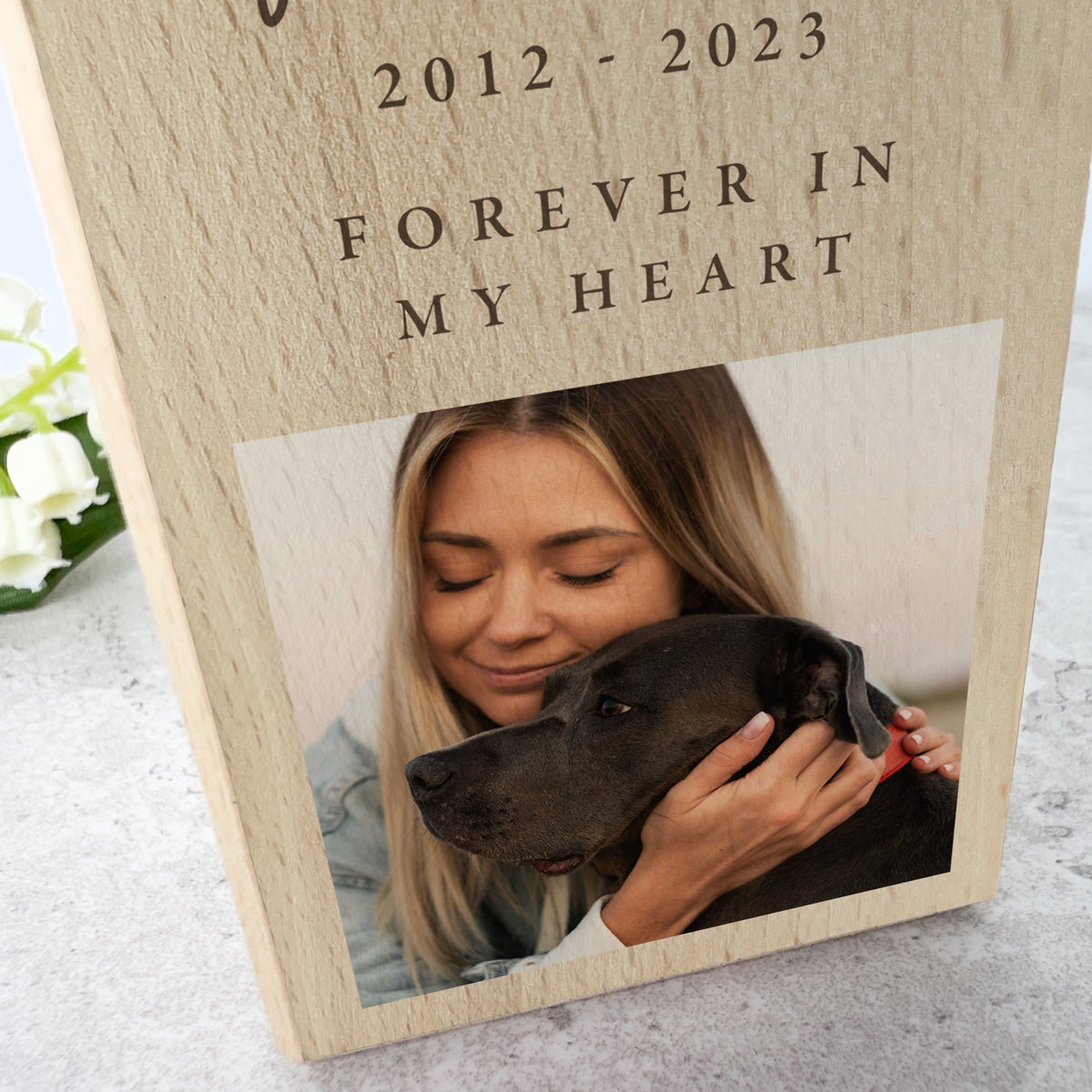 Personalised Solid Wooden Photo Pet Memorial Tea Light Holder - 2 Sizes