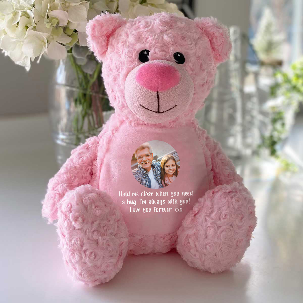 Personalised Photo Ashes Keepsake Memory Bear - Pink