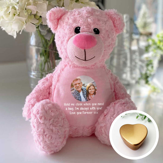 Personalised Photo Ashes Keepsake Memory Bear - Pink