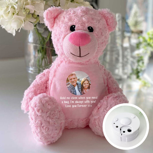 Personalised Photo Record-A-Voice Keepsake Memory Bear - Pink