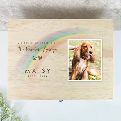 Personalised Soft Rainbow Bridge Photo Pet Keepsake Box - 5 Sizes