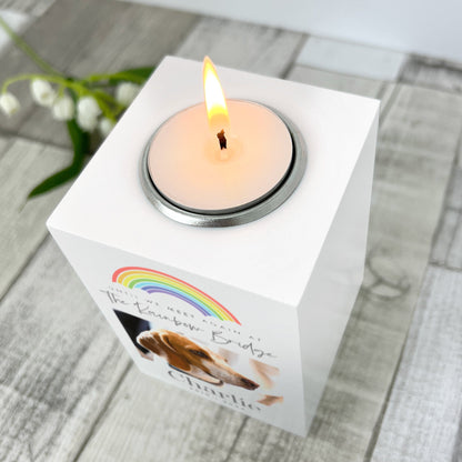 Personalised Until We Meet Again Pet Memorial Photo White Tea Light Holder