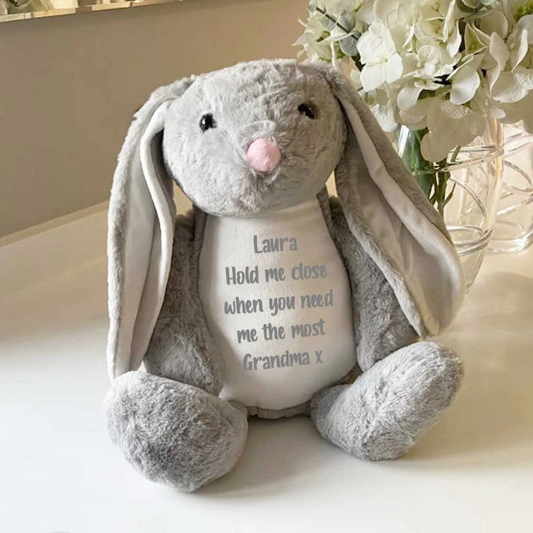 Personalised Comfort Bunny - Grey, Cream, Brown