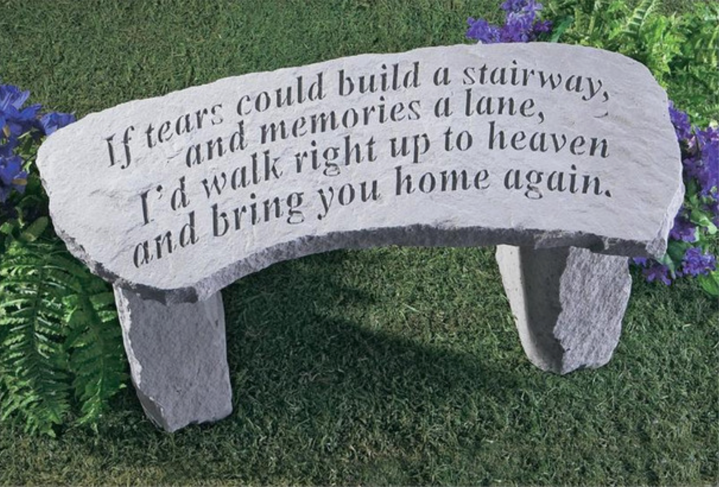 Memorial Stone Bench. Inscribed sentimental verse.