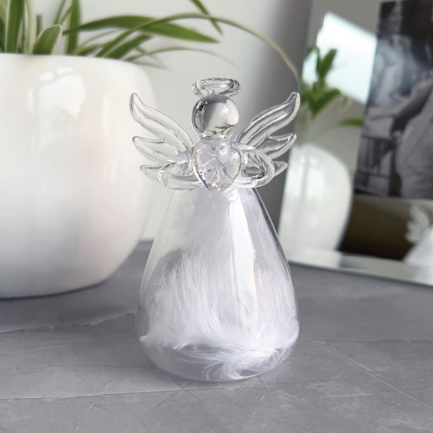 Feather Filled Glass Angel