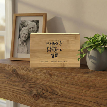 Personalised Bamboo Urn For Cremation Ashes - Angel Baby Design