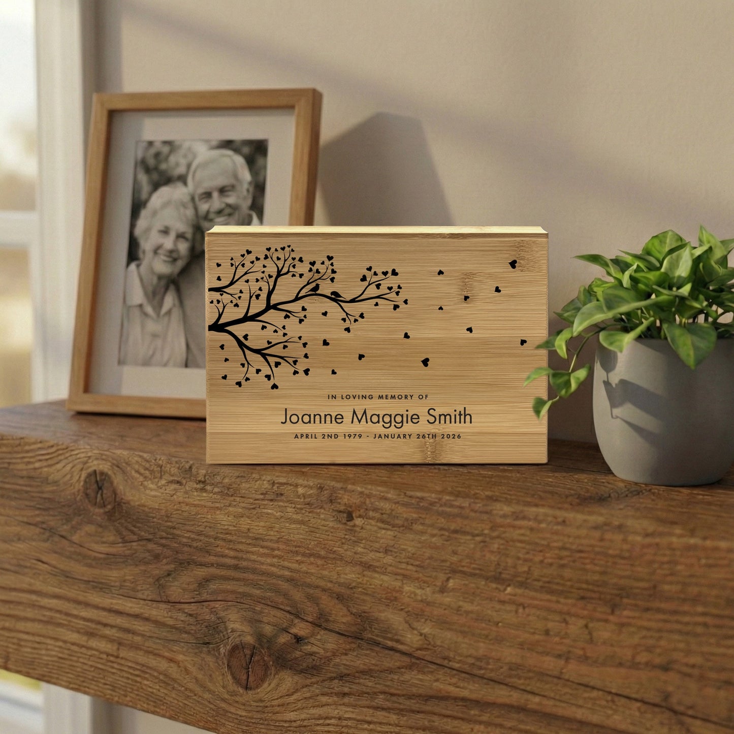 Personalised Bamboo Urn For Cremation Ashes - Branch of Love Design
