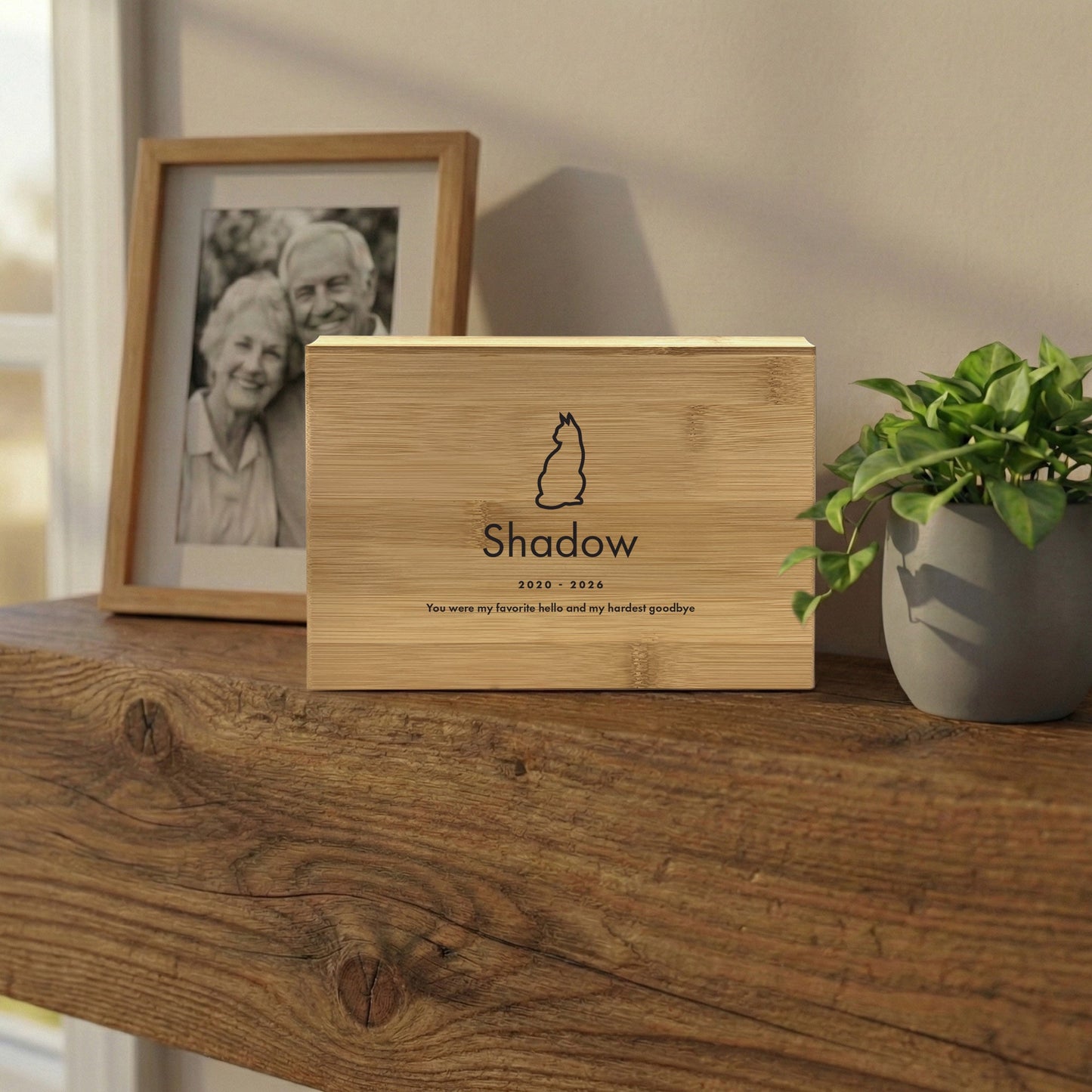 Personalised Bamboo Urn For Pet Cremation Ashes - Dog/Cat Design