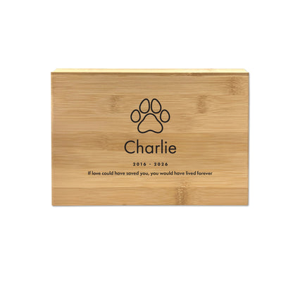 Personalised Bamboo Urn For Pet Cremation Ashes - Dog/Cat Design