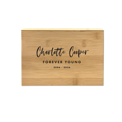 Personalised Bamboo Urn For Cremation Ashes - Modern Script Design