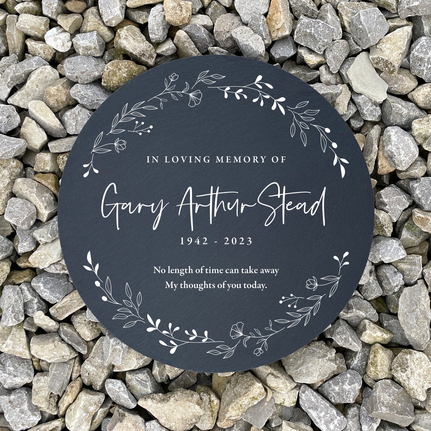 Personalised Wreath Memorial Slate Circular Grave Marker