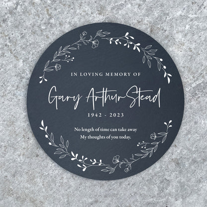 Personalised Wreath Memorial Slate Circular Grave Marker