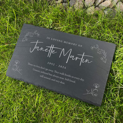 Personalised Wreath Memorial Slate Grave Marker 30 x 20cm