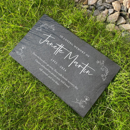 Personalised Wreath Memorial Slate Grave Marker 25 x 15cm