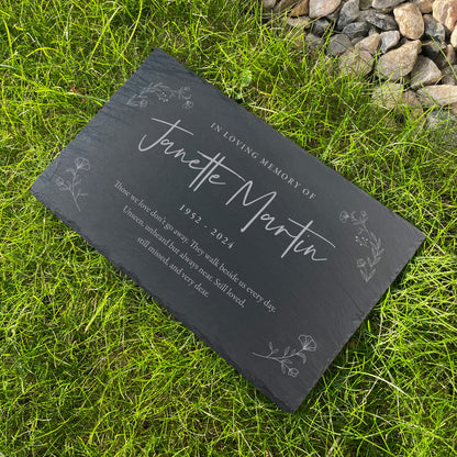 Personalised Wreath Memorial Slate Grave Marker 30 x 20cm
