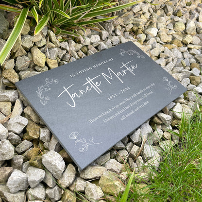 Personalised Wreath Memorial Slate Grave Marker 25 x 15cm