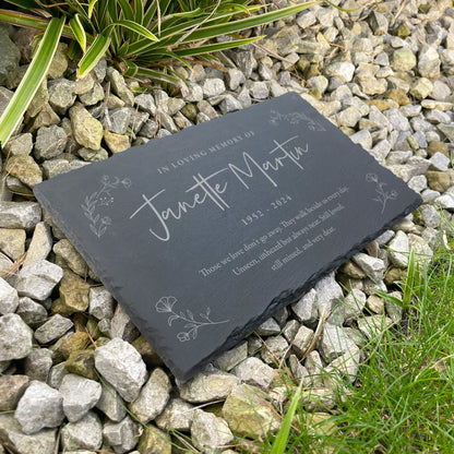 Personalised Wreath Memorial Slate Grave Marker 30 x 20cm