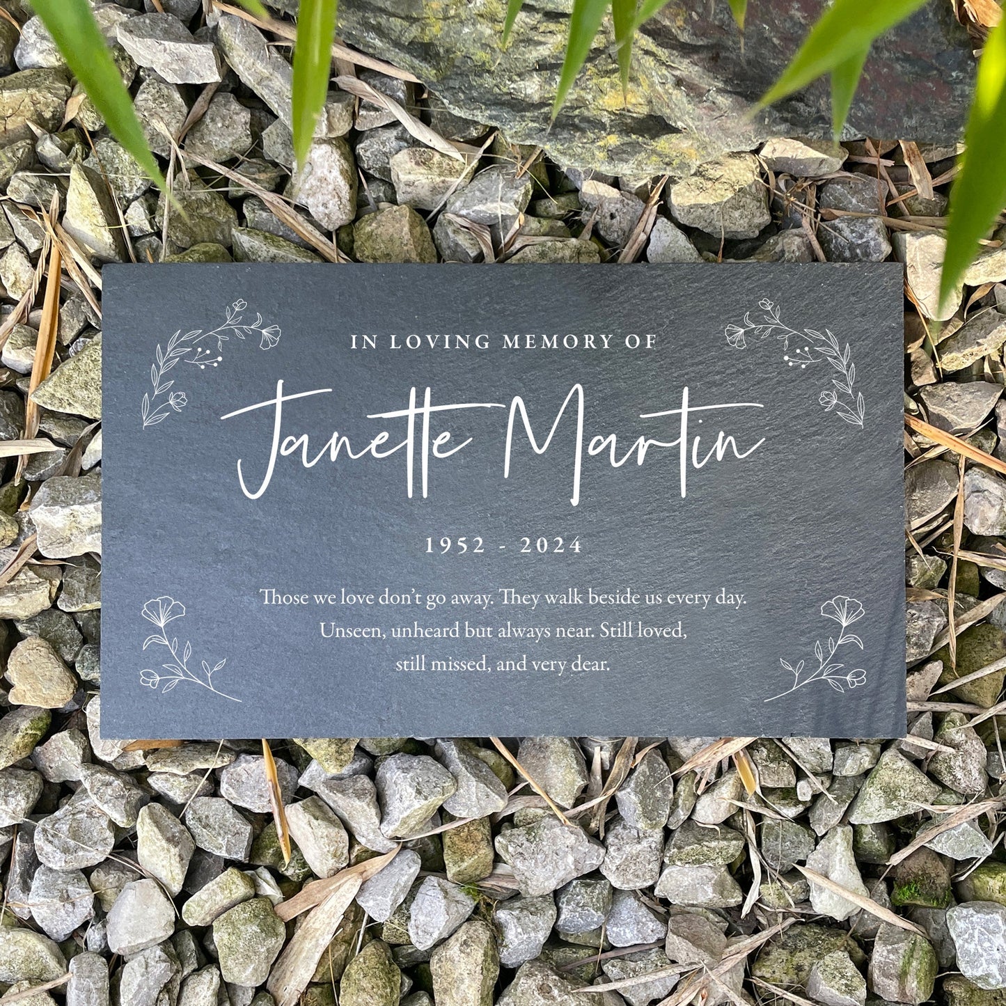 Personalised Wreath Memorial Slate Grave Marker 25 x 15cm