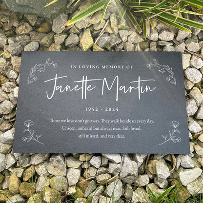 Personalised Wreath Memorial Slate Grave Marker 25 x 15cm