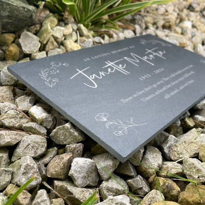 Personalised Wreath Memorial Slate Grave Marker 25 x 15cm