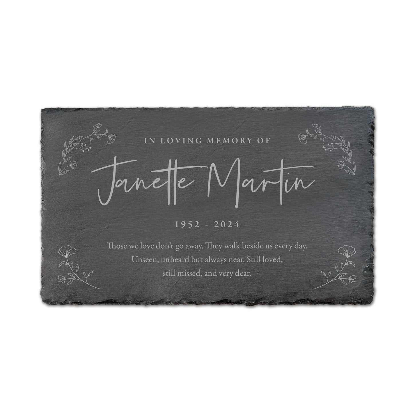 Personalised Wreath Memorial Slate Grave Marker 30 x 20cm