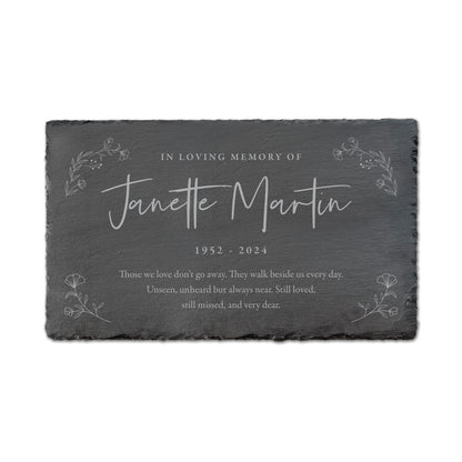 Personalised Wreath Memorial Slate Grave Marker 30 x 20cm
