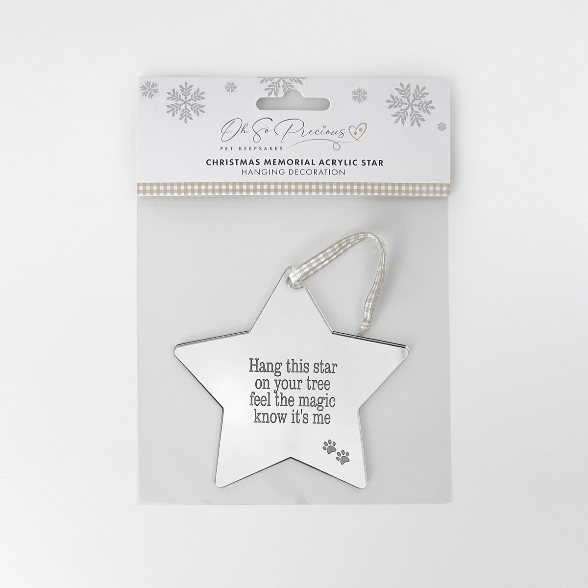 Pet Memorial Mirrored Star Christmas Decoration