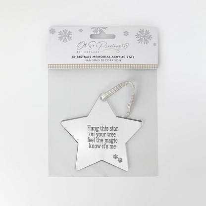 Pet Memorial Mirrored Star Christmas Decoration