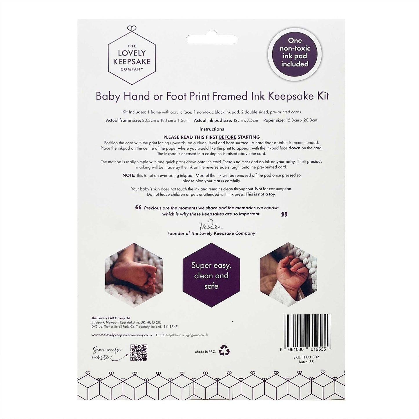 Baby Hand or Foot Print Framed Ink Keepsake Kit - 2 Designs