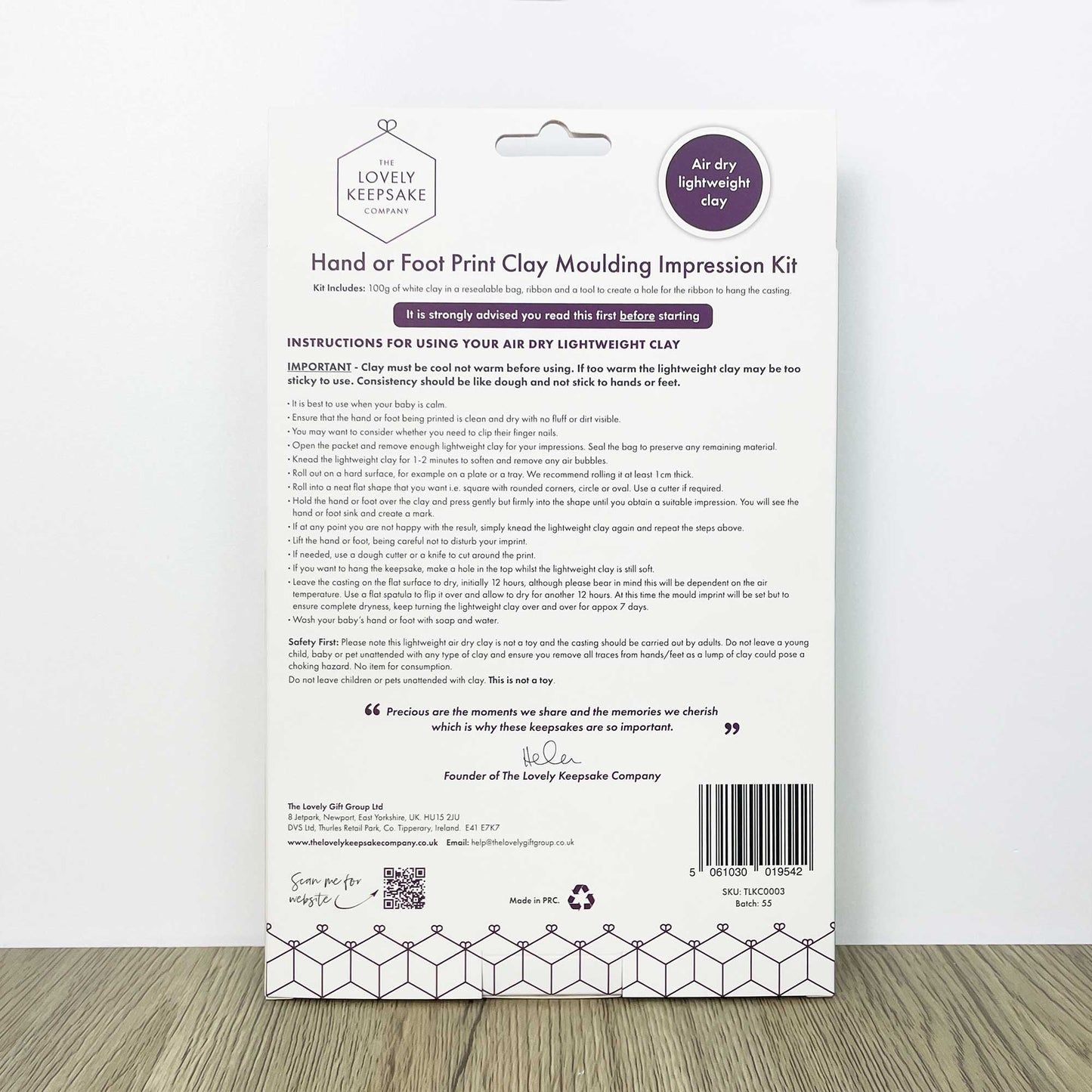 Baby Hand or Foot Print Clay Moulding Kit