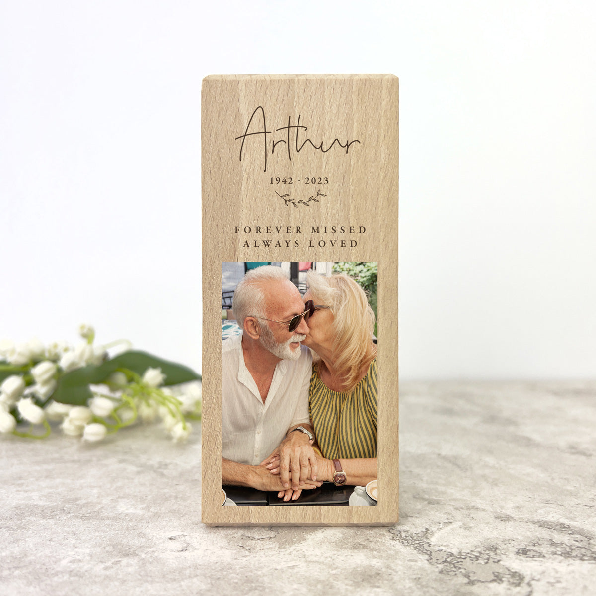 Personalised Solid Wooden Photo Memorial Tea Light Holder - 2 Sizes