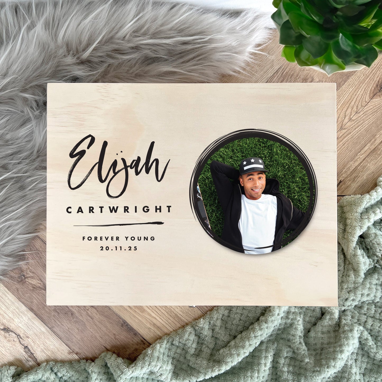 Personalised Modern Any Occasion Circle Photo Memory Box - 5 Sizes